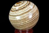 Polished, Banded Aragonite Sphere - Morocco #82241-1